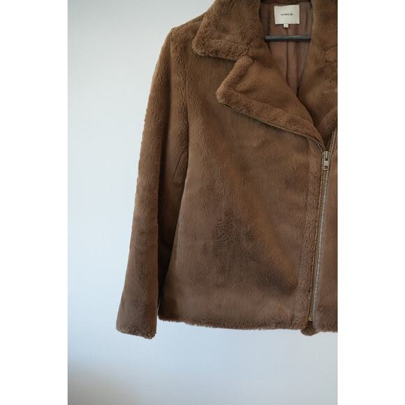 Vince Faux Fur Coat Brown Size L - Picture 4 of 6